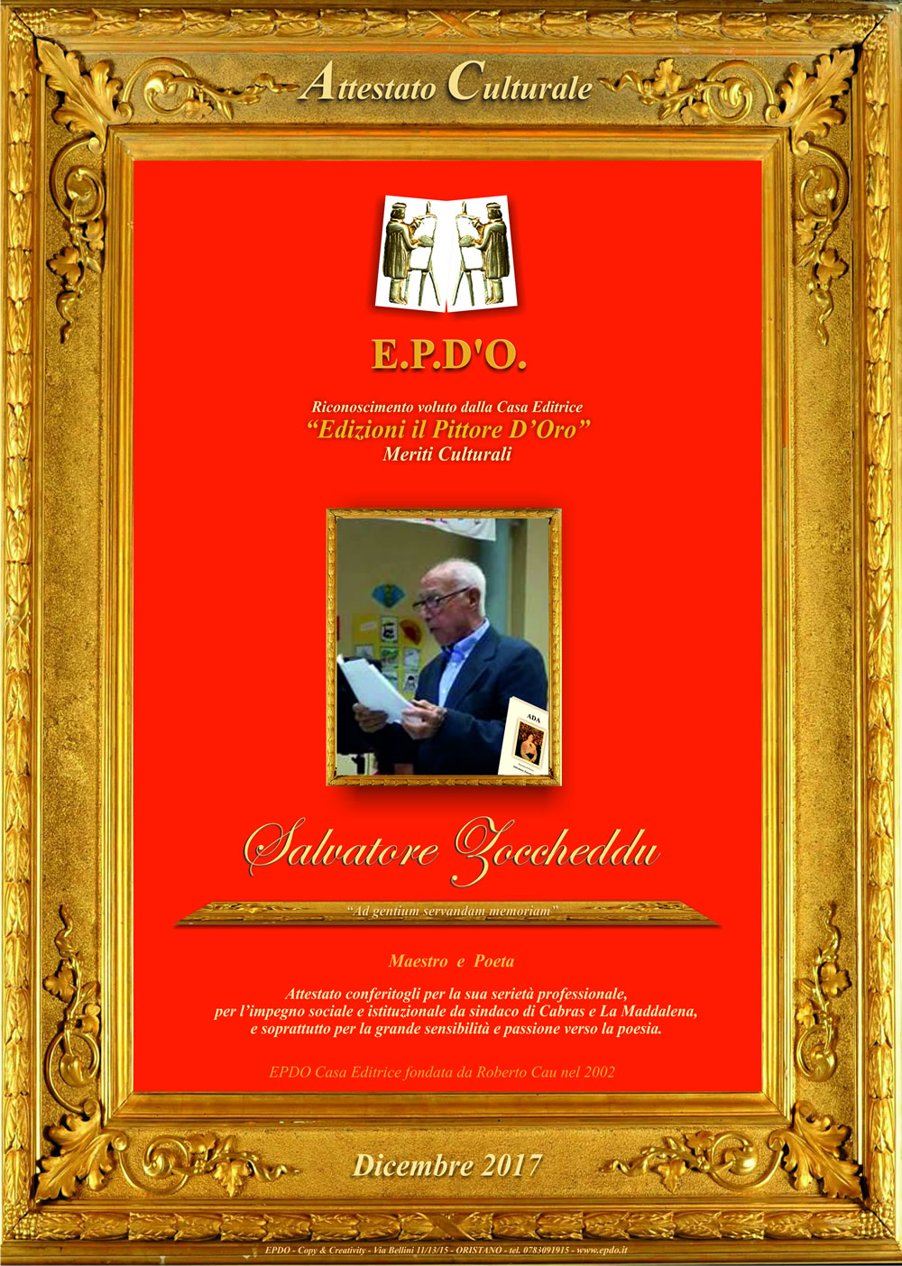 EPDO - Attestato Culturale Salvatore Zoccheddu